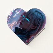 Cyberpunk Cityscape Poster Futuristisch Vrouw Hack Notitieboek (Achterkant)