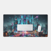 Cyberpunk Cityscape, Science Fiction Design Bureaumat (Keyboard & Muis)