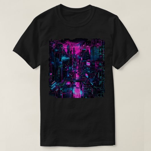 Cyberpunk Cityscape T-shirt (Design voorkant)