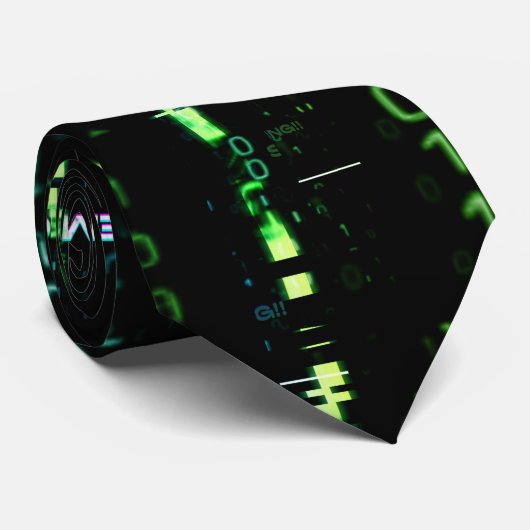 Cyberpunk-codematrix systeemfout stropdas (Opgerold)