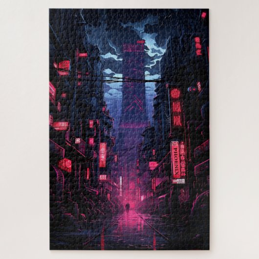 Cyberpunk Corpo Tower Tokyo Legpuzzel (Verticaal)