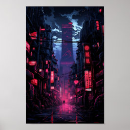 Cyberpunk Corpo Tower Tokyo Poster