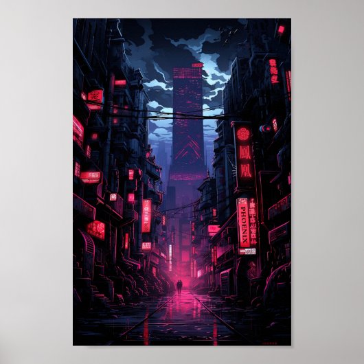 Cyberpunk Corpo Tower Tokyo Poster (Voorkant)