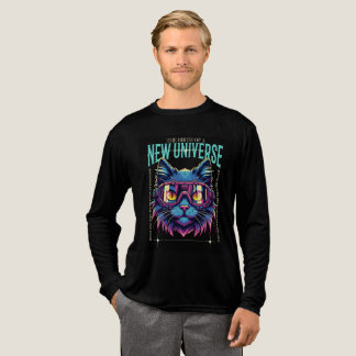 Cyberpunk Cosmic Cat T-shirt - Neon Sci-Fi Graphic