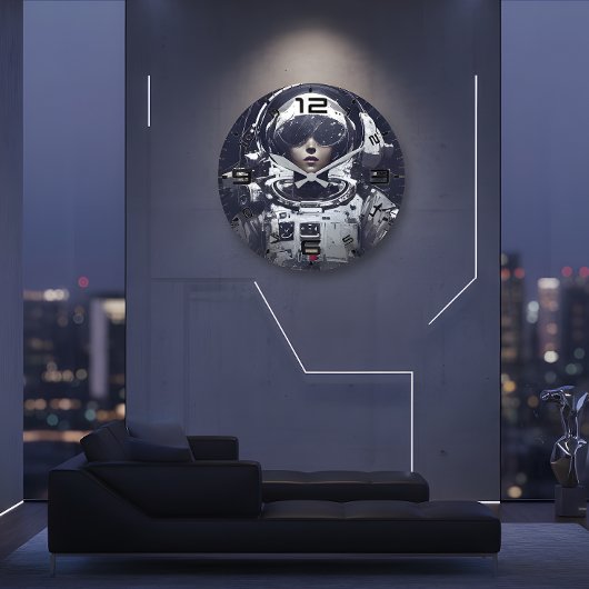 Cyberpunk Cosmic Navigator Wall Clock Grote Klok
