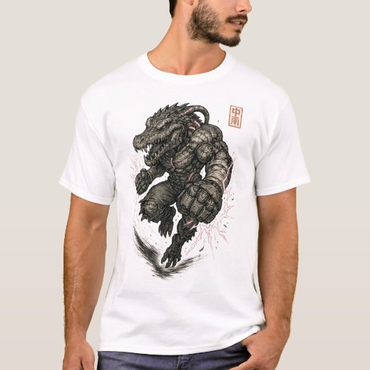 Cyberpunk Crocodile Hunter T-shirt (Voorkant)