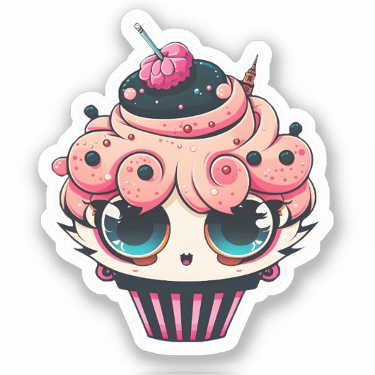 Cyberpunk Cupcakes Sticker (Voorkant)
