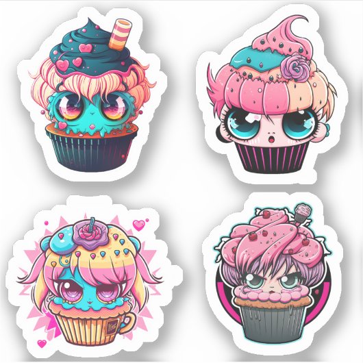 Cyberpunk Cupcakes Sticker Pack (Voorkant)