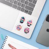 Cyberpunk Cupcakes Sticker Pack (Laptop met iPhone)