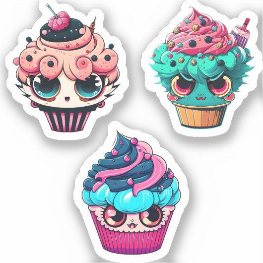 Cyberpunk Cupcakes Sticker Pack (Voorkant)