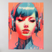 Cyberpunk Cyborg Meisje Poster (Voorkant)