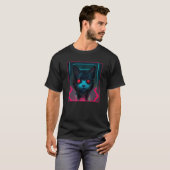 Cyberpunk Cyborg Techno Robot Kat T-shirt (Voorkant volledig)
