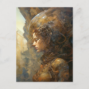 Cyberpunk Cyborg Woman Science Fiction Briefkaart