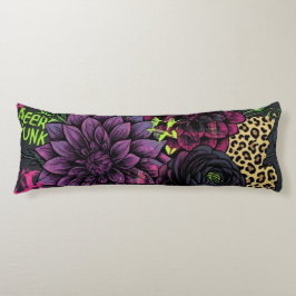 Cyberpunk Dark Floral Throw Pillow - Edgy Punk Roc Lichaamskussen