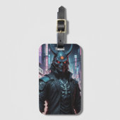 Cyberpunk Demon Samurai Bagagelabel (Voorkant (verticaal))