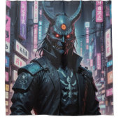 Cyberpunk Demon Samurai Douchegordijn (Voorkant)