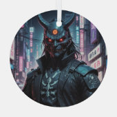 Cyberpunk Demon Samurai Glas Ornament (Achterkant)