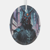 Cyberpunk Demon Samurai Glas Ornament (Voorkant Rechts)