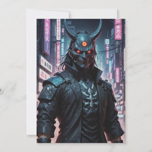 Cyberpunk Demon Samurai Kaart (Voorkant)