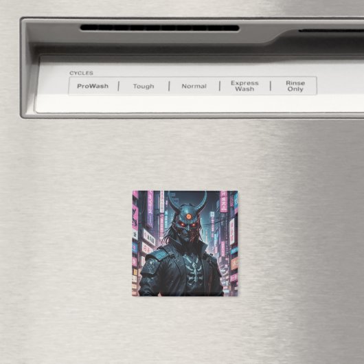 Cyberpunk Demon Samurai Magneet (Insitu (Vaatwasser))