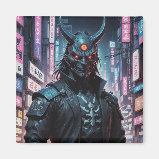 Cyberpunk Demon Samurai Magneet (Voorkant)