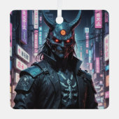 Cyberpunk Demon Samurai Metalen Ornament (Voorkant)