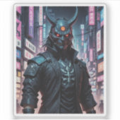 Cyberpunk Demon Samurai Sticker (Voorkant)