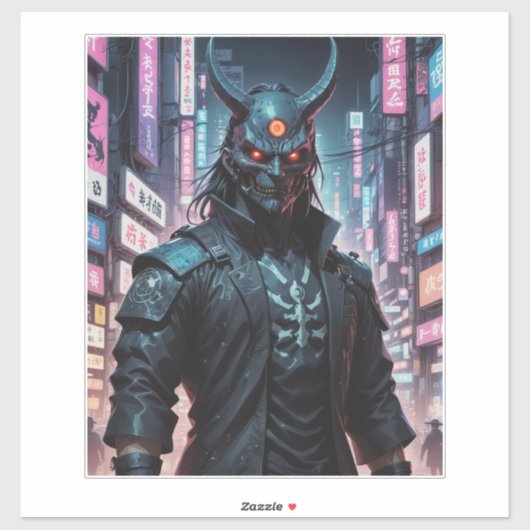 Cyberpunk Demon Samurai Sticker (Vel)