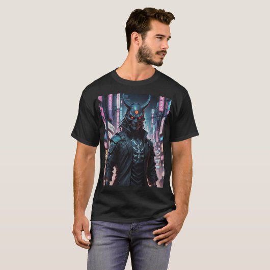 Cyberpunk Demon Samurai T-shirt (Voorkant volledig)