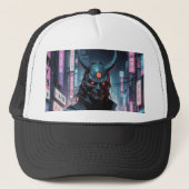Cyberpunk Demon Samurai Trucker Pet (Voorkant)