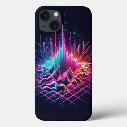 Cyberpunk Digitale Geluidsgolf Hoesje Neon Elektri (Achterkant)