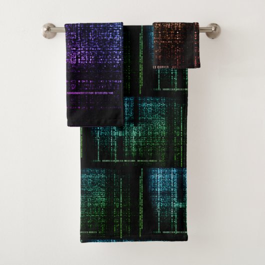 Cyberpunk Digitale Matrix Code Badhanddoekenset Bad Handdoek (Insitu)