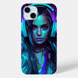 Cyberpunk DJ Girl iPhone 15 Mini Hoesje