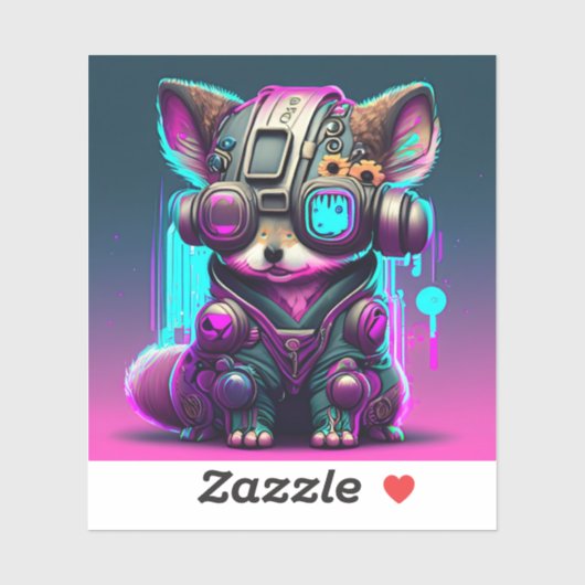 Cyberpunk Dog 1 Custom-Cut Vinyl Sticker (Vel)