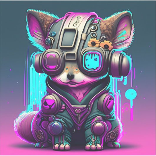 Cyberpunk Dog 1 Custom-Cut Vinyl Sticker (Voorkant)