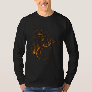 cyberpunk Dragon met vleugels en schubben bij stad T-shirt