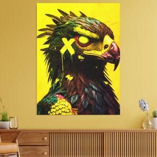 Cyberpunk Eagle - futuristische dierenmuurkunst Canvas Afdruk