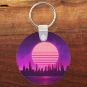 cyberpunk eletronisch synthwave scifi roze groot sleutelhanger (Voorkant)