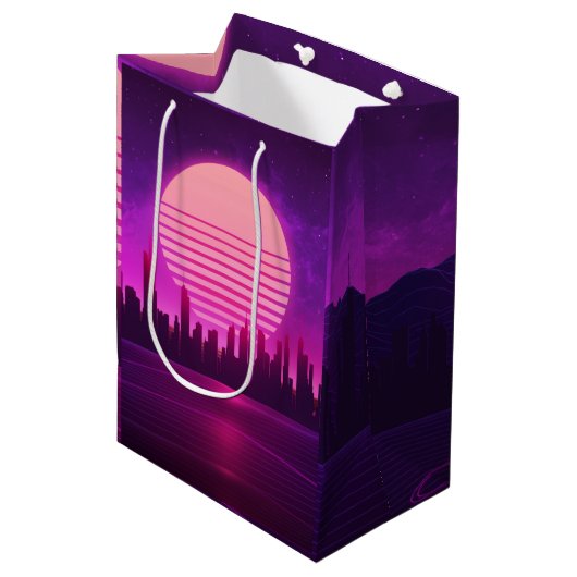 cyberpunk eletronisch synthwave scifi roze medium cadeauzakje (Voorkant Gekanteld)