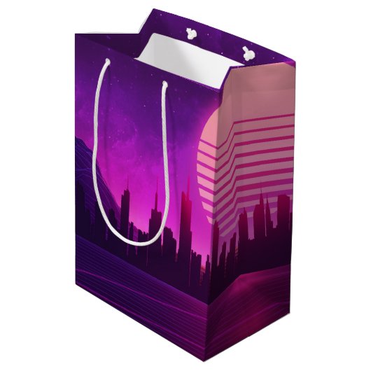 cyberpunk eletronisch synthwave scifi roze medium cadeauzakje (Achterkant Gekanteld)