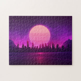 cyberpunk eletronisch synthwave scifi roze zwart legpuzzel