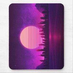cyberpunk eletronisch synthwave scifi roze zwart muismat