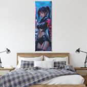 Cyberpunk Femme Fatale: futuristische AI in Androi Canvas Afdruk (Insitu (Slaapkamer))