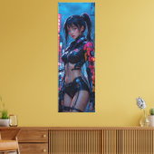Cyberpunk Femme Fatale: futuristische AI in Androi Canvas Afdruk (Insitu (Woonkamer))