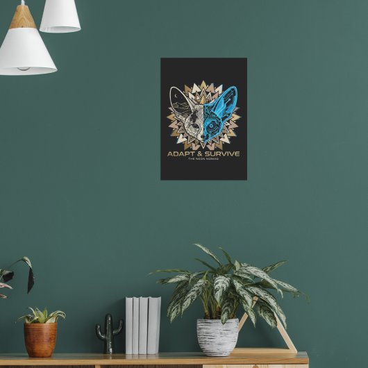 Cyberpunk Fennek Vos Geometrisch Poster (Woonkamer 1)