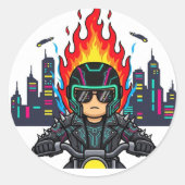 cyberpunk-fiets ronde sticker (Voorkant)