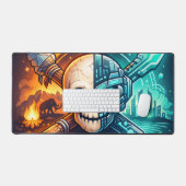 Cyberpunk Fire & Ice Skull Gaming Mouse Pad  (Keyboard & Muis)