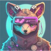 Cyberpunk Fox 1 Sticker (Voorkant)