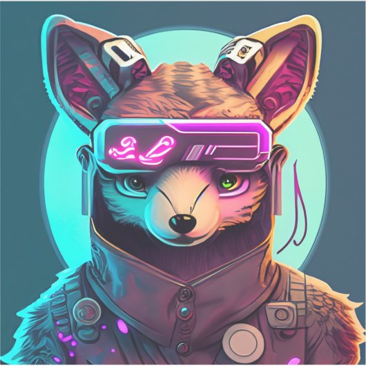 Cyberpunk Fox 1 Sticker (Voorkant)