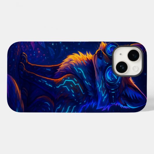 Cyberpunk Fox in Neon Oerwoud – Futuristische kuns Case-Mate iPhone Case (Achterkant (horizontaal))